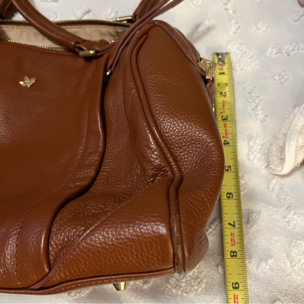 Ora Delphine Women’s Liza Satchel Soft Pebbled Leather Cognac Brown Purse Bag - Picture 4 of 14